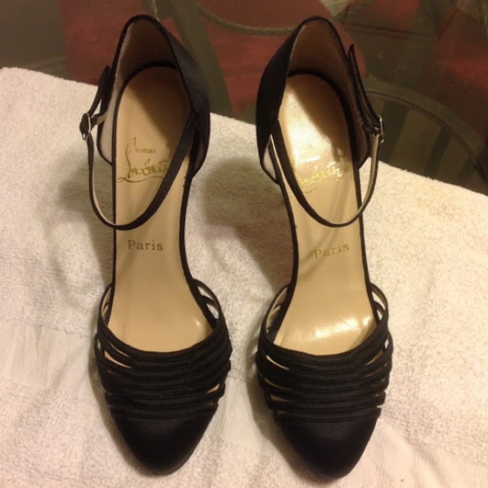 Christian Louboutain Laser-Cut Strappy Heels
